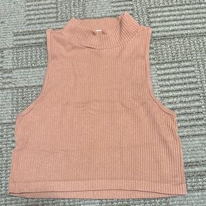 Sleeveless Ribbed Knit Top - Brown
